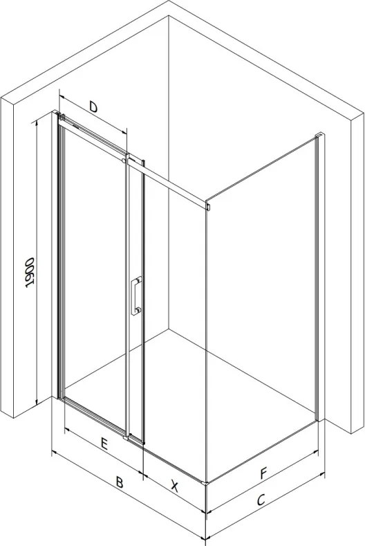 Mexen Omega cabine de duche de correr 120 x 90 cm, transparente, cromada - 825-120-090-01-00