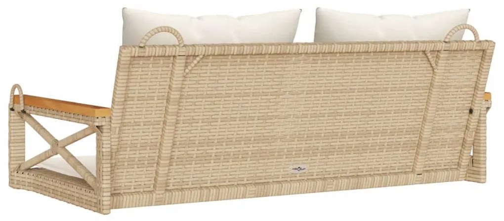 Banco baloiço com almofadões 109x62x40 cm vime PE bege