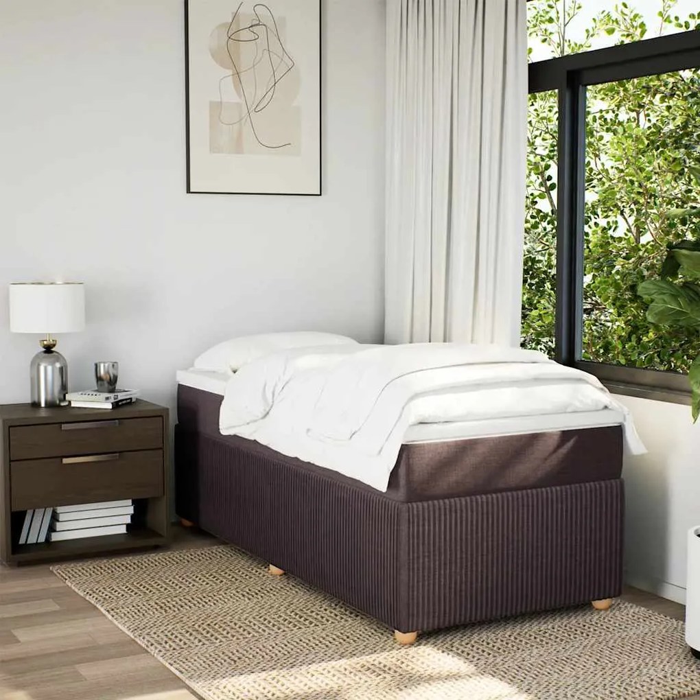 Cama com molas/colchão 90x190 cm tecido castanho-escuro
