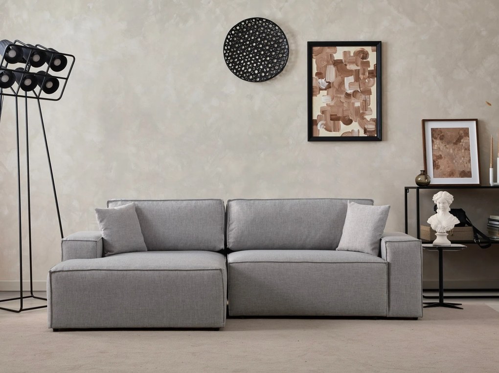 Sofá-Cama de Canto Pırlo – Cinzento Claro – 260x78x170 cm