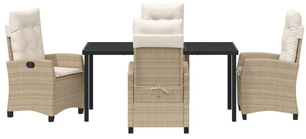 Conjunto de Jantar de Jardim com 5 Peças e Almofadas - Polyrattan Bege