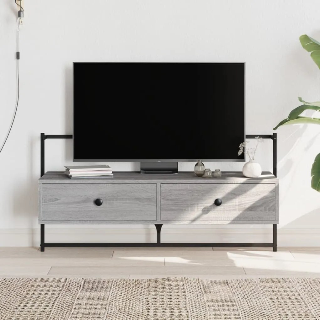 Móvel TV de parede 100,5x30x51cm deriv. madeira cinzento sonoma