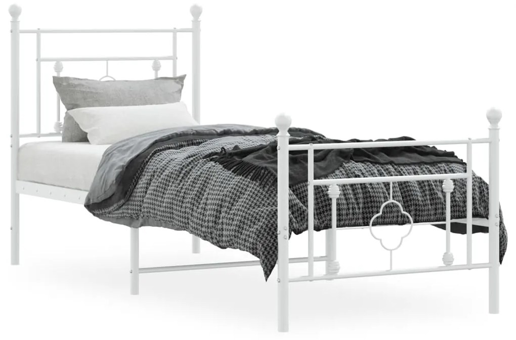 Estrutura de cama com cabeceira e pés 80x200 cm metal branco