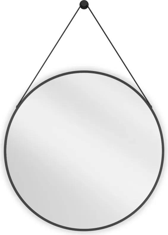 Mexen String espelho de casa de banho redondo 70 cm, moldura preta - 9854-070-070-000-70