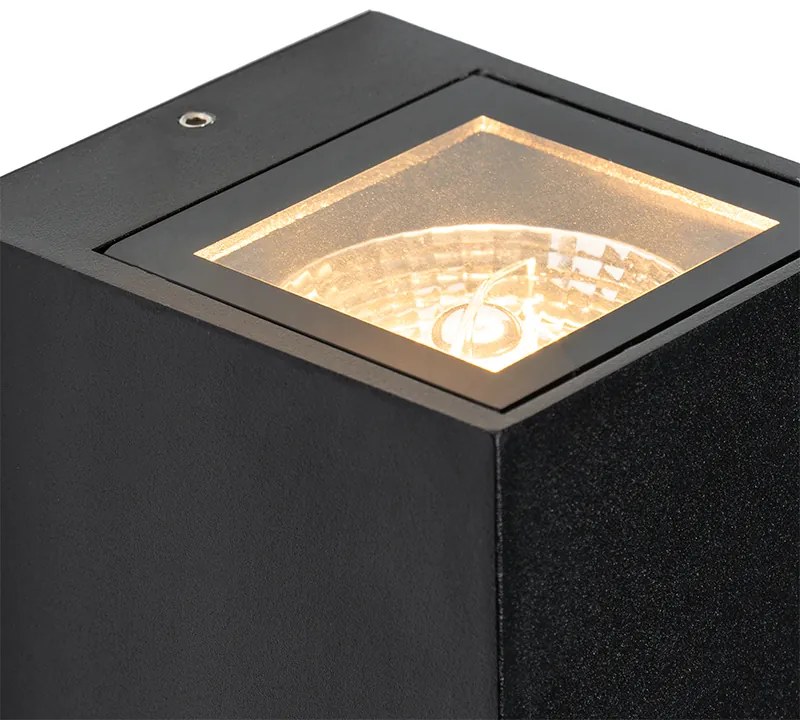 Candeeiro de parede preto 2 luzes IP44 com sensor de movimento - Baleno Moderno