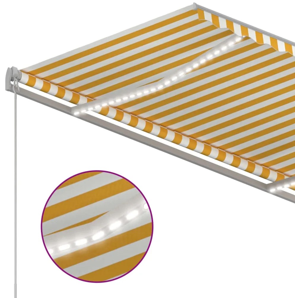 Toldo retrátil manual com LED 300x250 cm amarelo e branco
