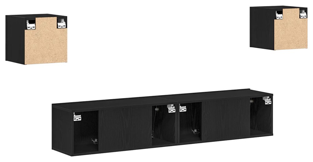 Conjunto de Armário para TV vidaXL de 6 Peças Carvalho Preto Madeira E