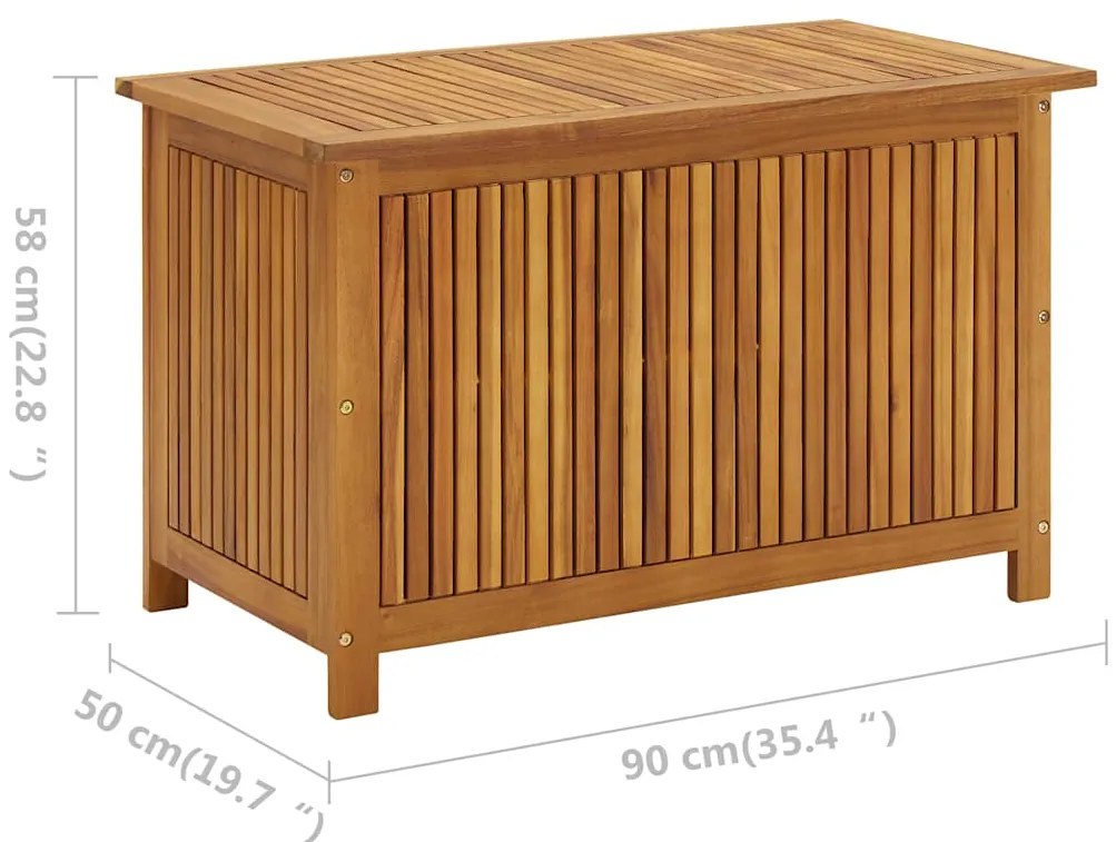 Caixa arrumação para jardim 90x50x58cm madeira acácia maciça
