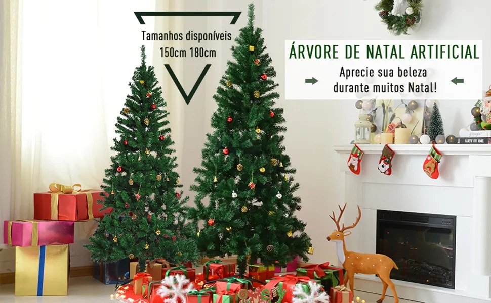 Árvore de Natal verde com enfeites Φ80x180cm Artificial Árvore Decoração
