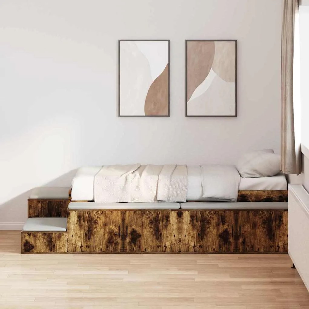 Cama com Armazenamento Carvalho Fumado 90x200 cm