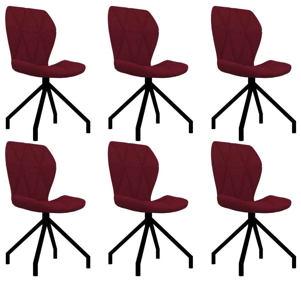 vidaXL Cadeiras de jantar 6 pcs couro artificial vermelho-tinto