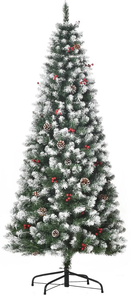 HOMCOM Árvore de Natal Artificial 180cm com 618 Ramos 30 Bagas 34 Pinhas Folhas de PVC e Suporte Metálico para Interiores Verde | Aosom Portugal