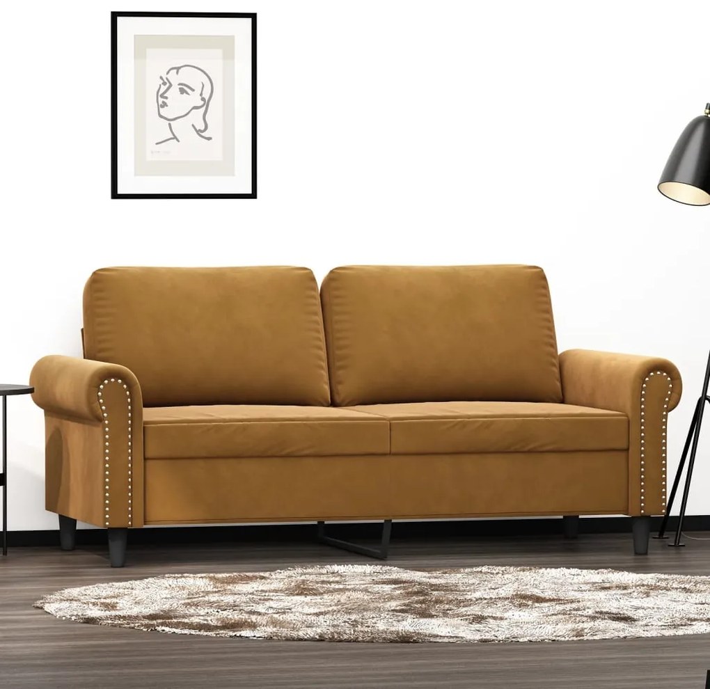 vidaXL Sofá de 2 lugares veludo 140 cm castanho