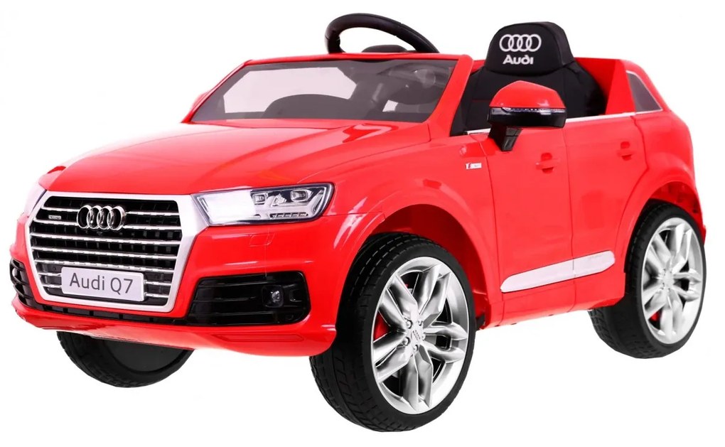 Carro elétrico para Crianças 12V Audi Q7 2 4G New Rodas de EVA, Banco de couro Vermelho