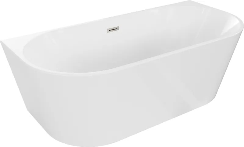 Mexen Oval banheira independente de parede 170 x 80 cm, branca, transbordo de níquel escovado - 52671708000-97