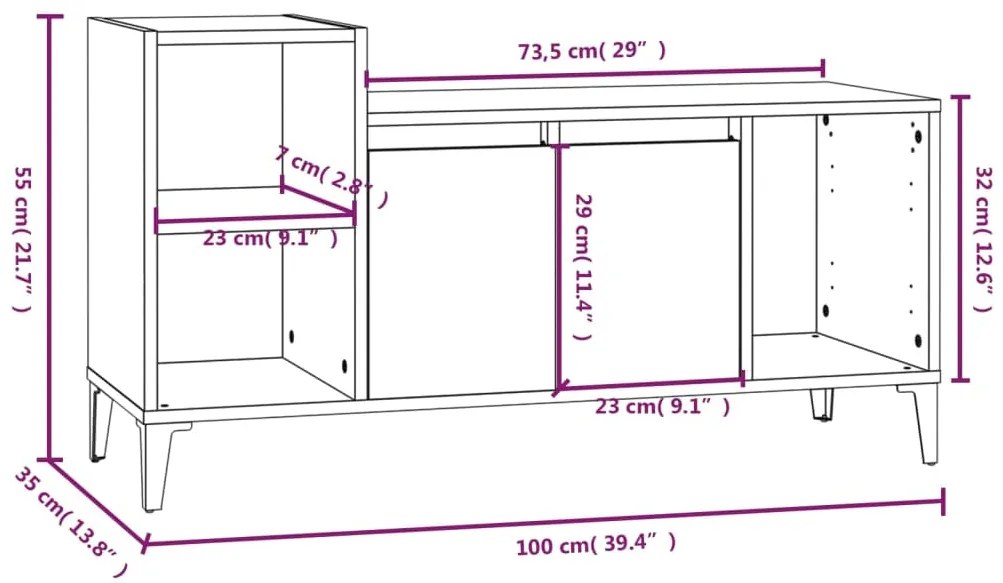 Móvel p/ TV 100x35x55 cm madeira processada branco