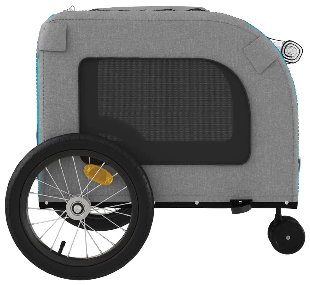 Reboque bicicleta p/ animais tecido oxford/ferro azul/cinza