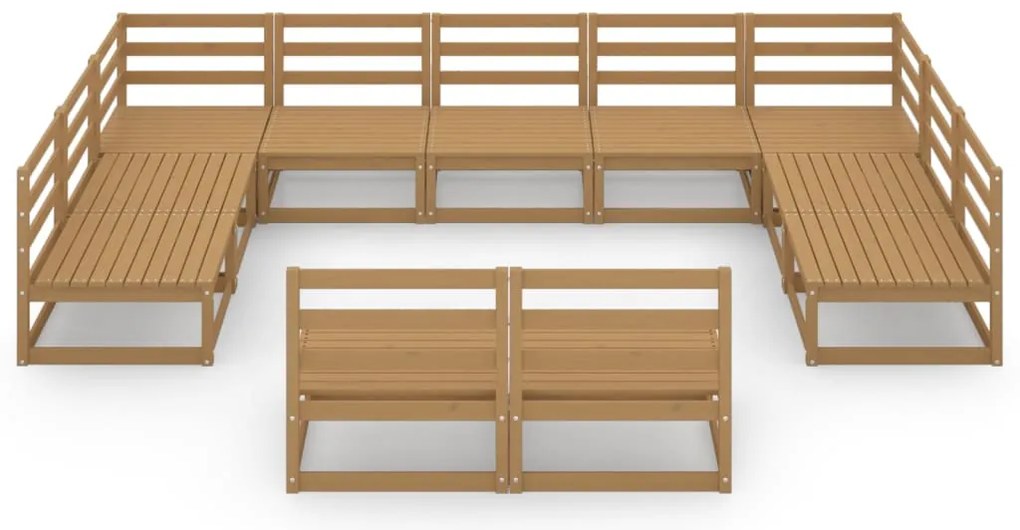 11 pcs conjunto lounge de jardim pinho maciço