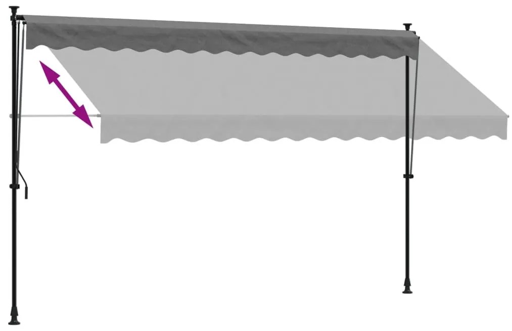 Toldo retrátil 350x150 cm tecido e aço antracite