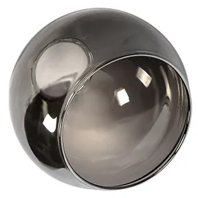 Foco Art Deco Preto com Vidro Fumado - Vidro Art Deco