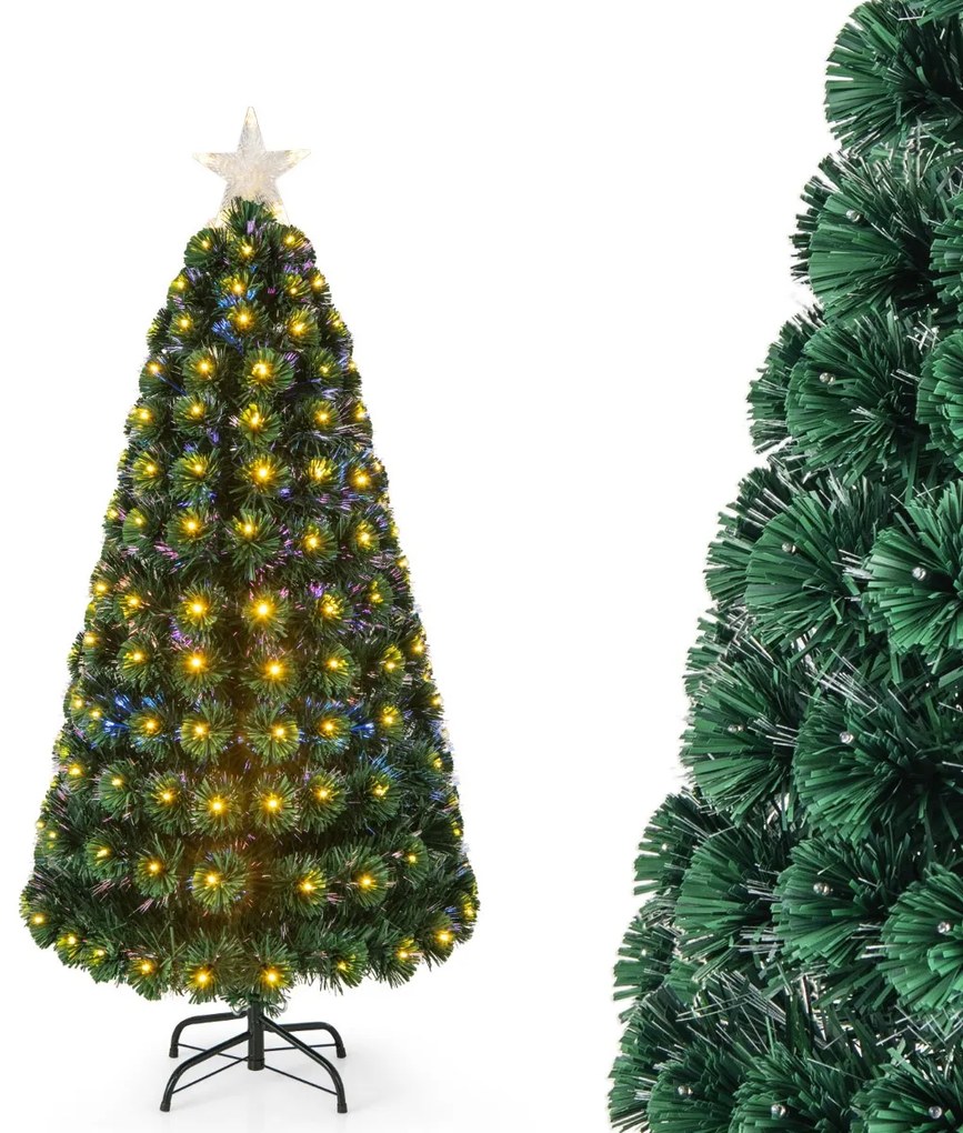 Árvore de Natal artificial de 150cm / 180cm com luzes LED amarelas brilhantes 8 modos de iluminação verde