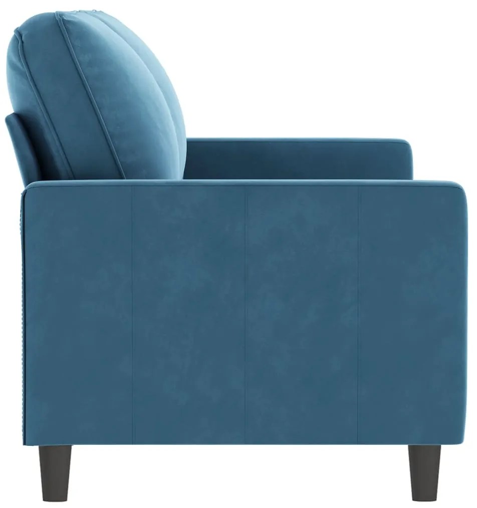 Sofá de 2 lugares veludo 140 cm azul