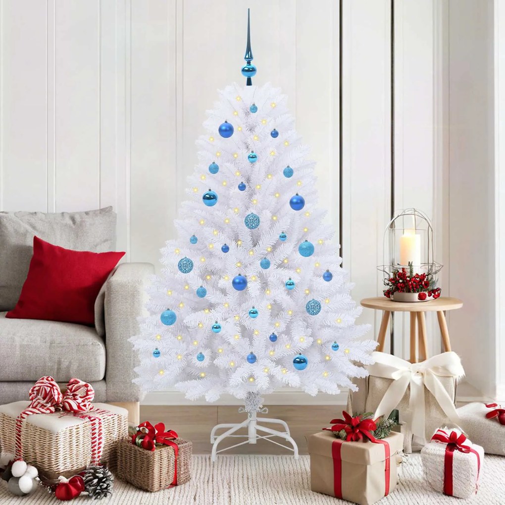 vidaXL Árvore de Natal Articulada Artificial Branco 150 cm PVC e Aço