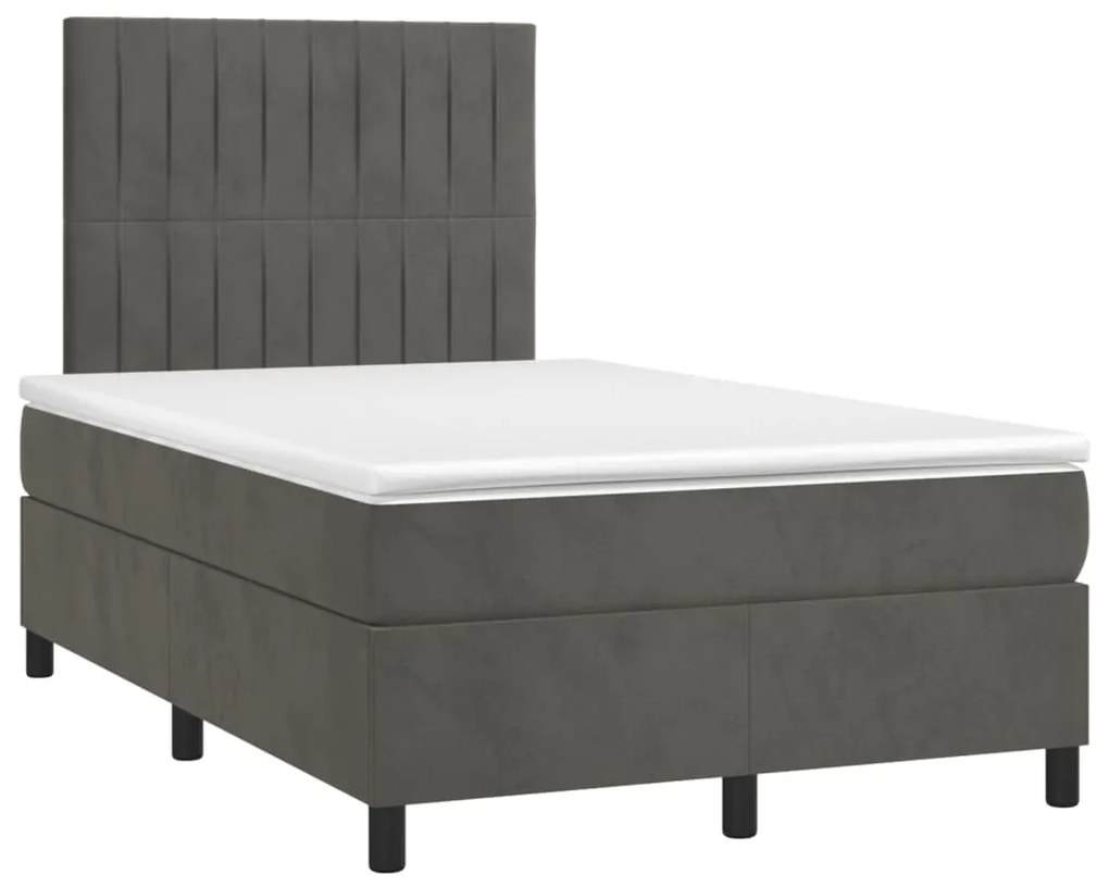 Cama boxspring com colchão 120x200 cm veludo cinzento-escuro