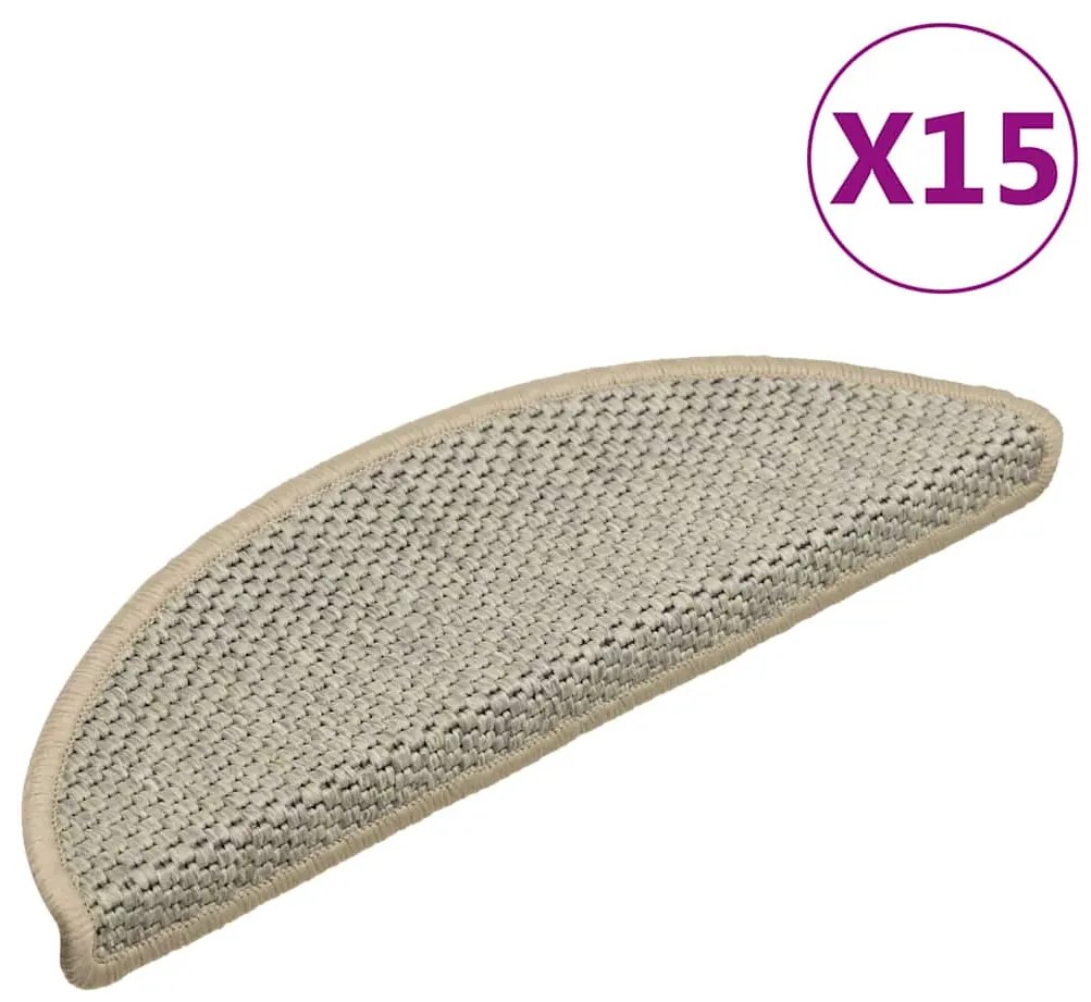 vidaXL Tapetes escada adesivos aspeto sisal 15 pcs verde-claro