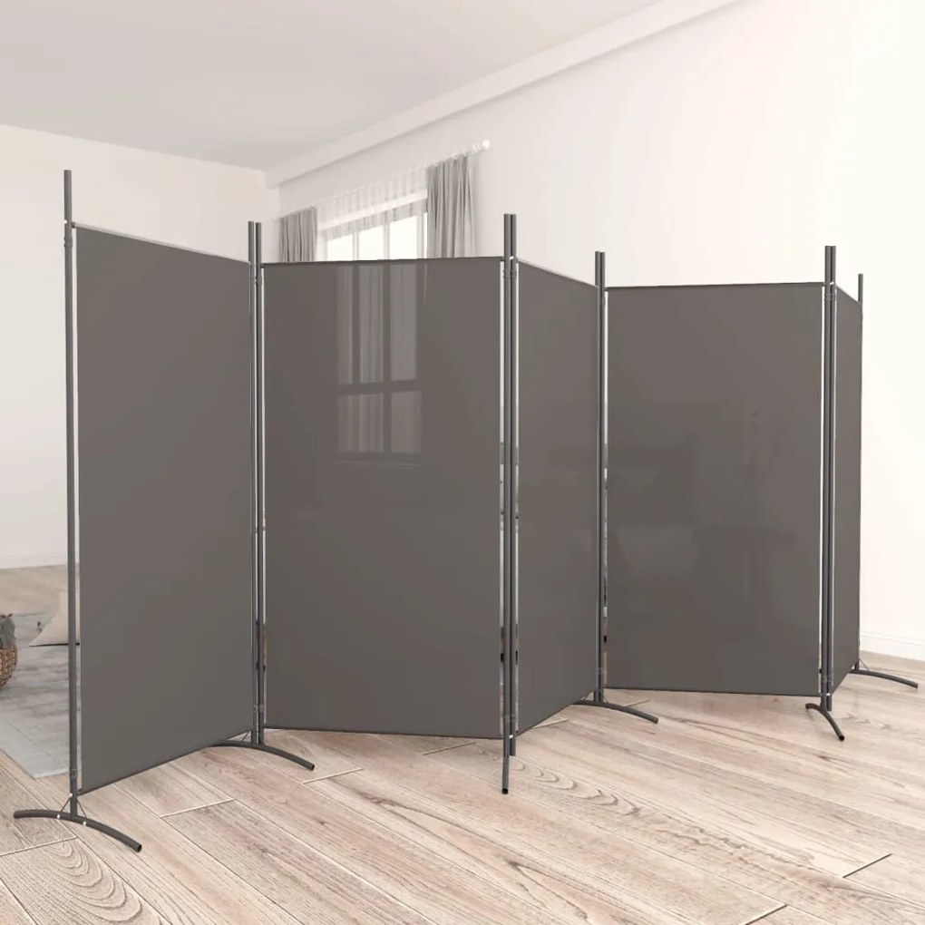 350268 vidaXL Divisória de quarto com 5 painéis 433x180 cm tecido antracite
