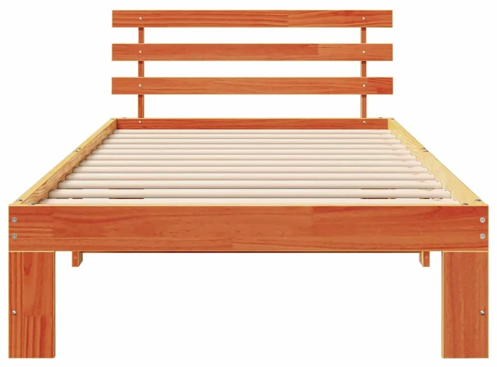 Estrutura de Cama de Madeira Castanho Encerado Madeira Maciça