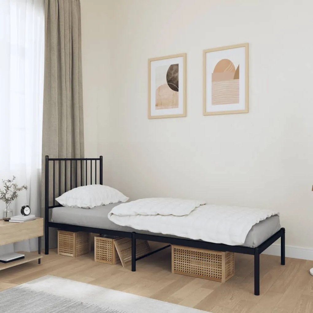 350855 vidaXL Estrutura de cama com cabeceira 80x200 cm metal preto
