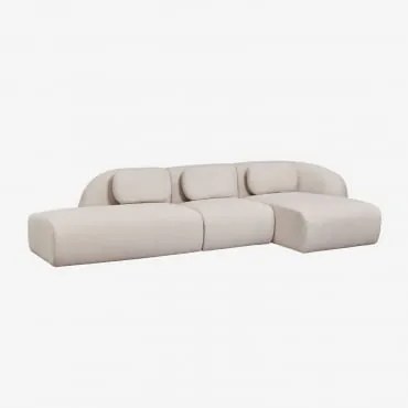 Sofá Modular Chaise Longue Direito De 3 Peças Com Divã Esquerdo Em Chenille Coquette Chenille Bege Creme - Sklum