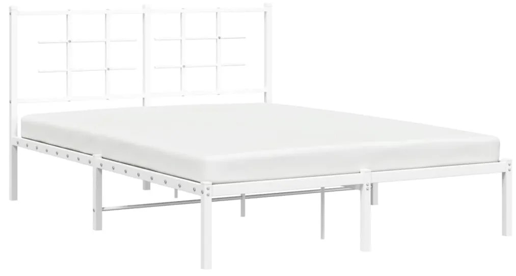 Estrutura de cama com cabeceira 140x190 cm metal branco