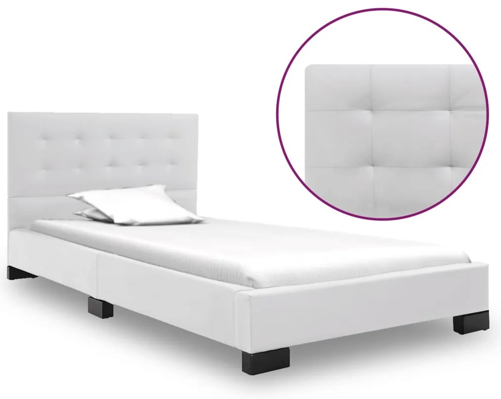 Estrutura de cama 120x200 cm couro artificial branco