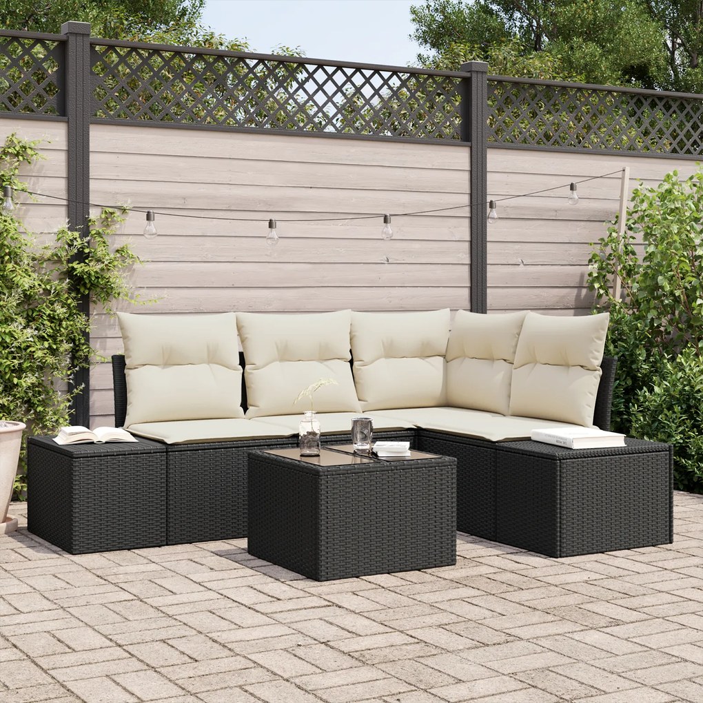 vidaXL Conjunto de Sofás de Jardim de 4 Peças com Almofadas Vime Marrom