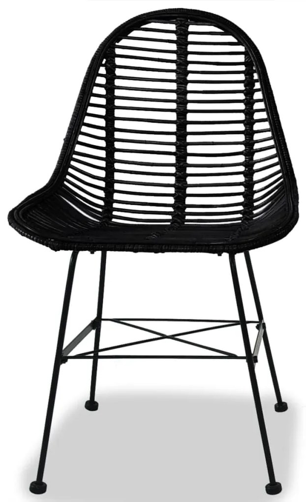 Cadeiras de jantar 2 pcs vime genuíno preto