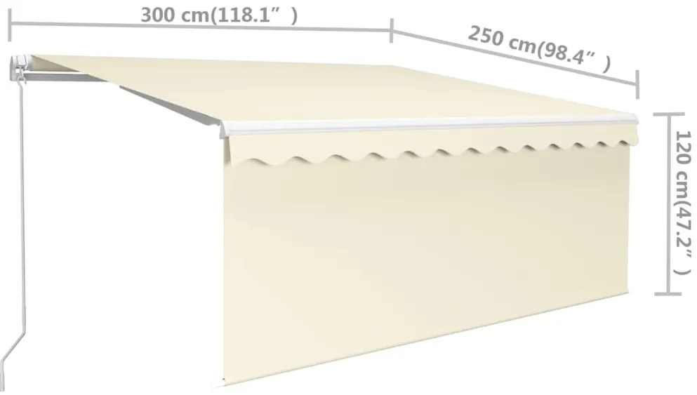 Toldo retrátil manual com estore 3x2,5 m cor creme