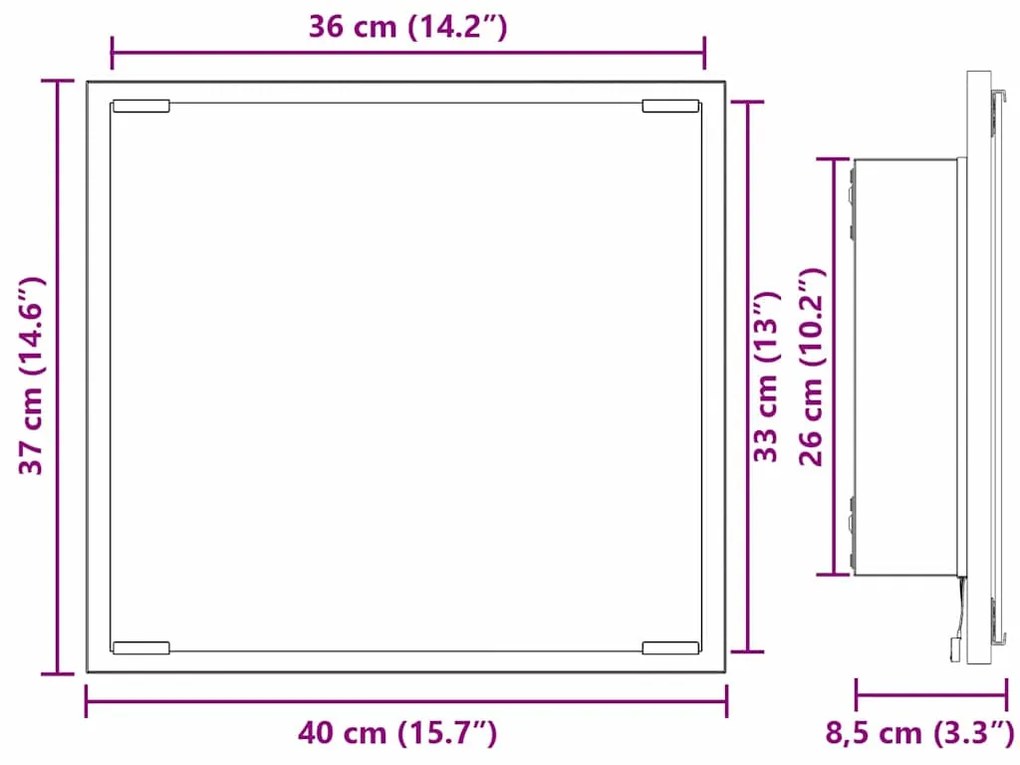 Espelho de Casa de Banho LED Cinza Sonoma 40x8.5x37 cm Madeira de Enge
