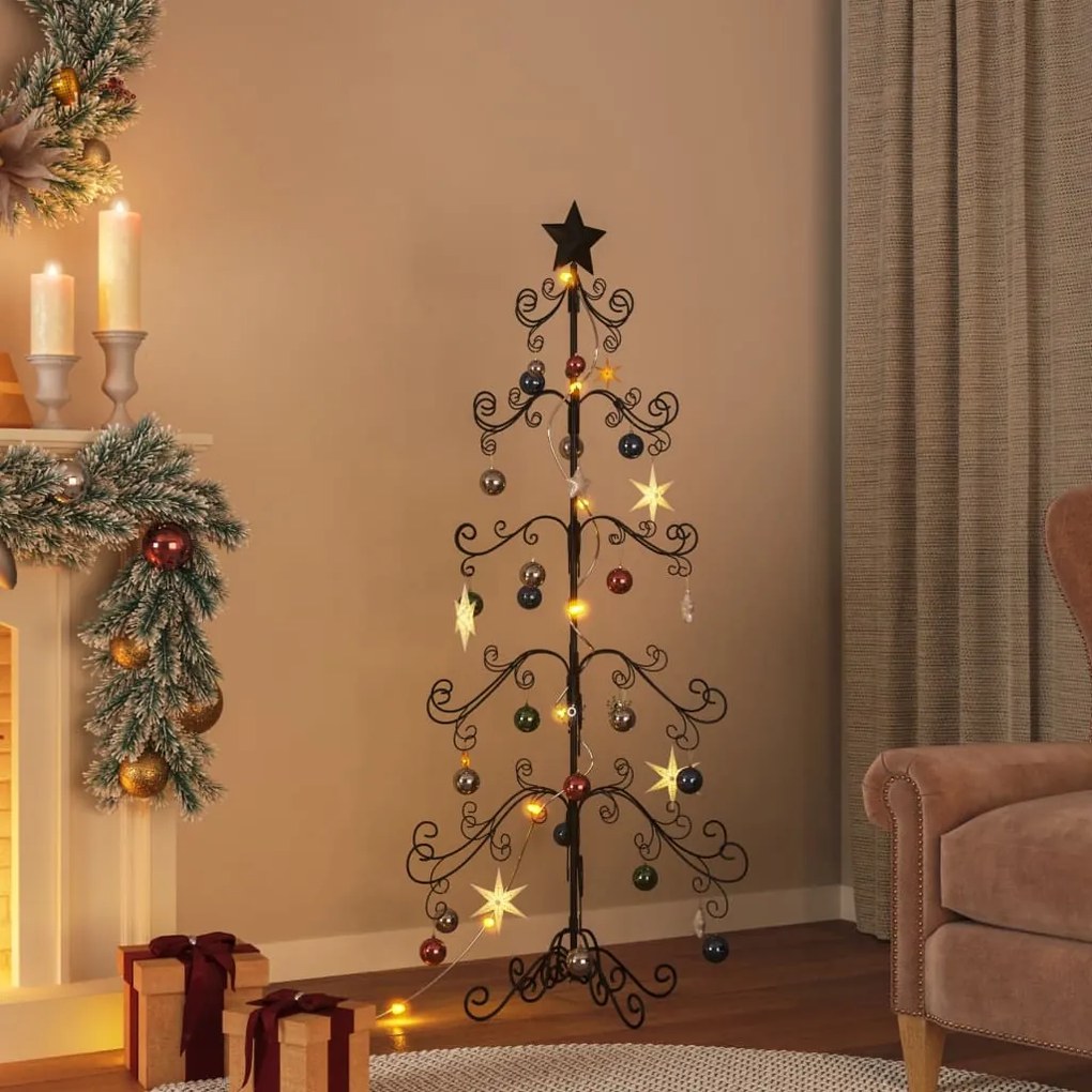 vidaXL Árvore de Natal para decoração 150 cm metal preto
