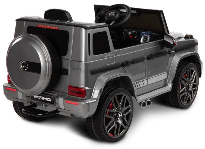 Carro elétrico para crianças 12V Mercedes G63 pneus de borracha, banco de couro Cinzento