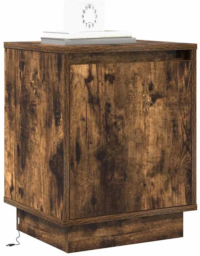 Camas de cabeceira com luzes de LED 2 pcs Carvalho Fumado 39x34,5x50 c