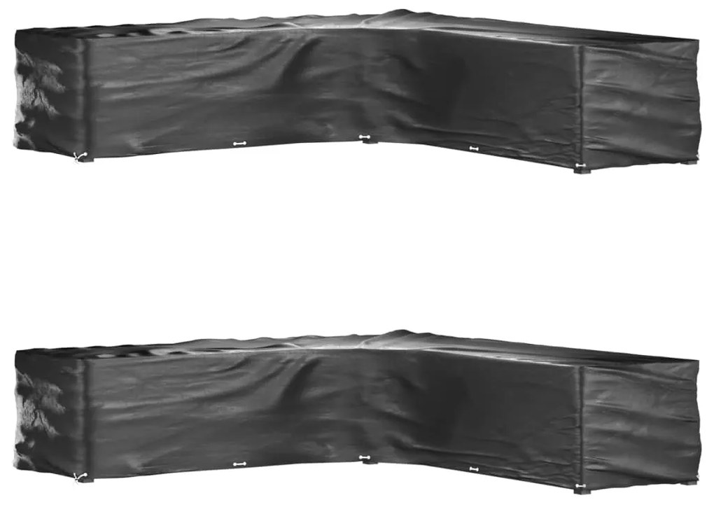 vidaXL Capas p/ mobília jardim forma de L 2 pcs 20 ilhós 300x300x70 cm