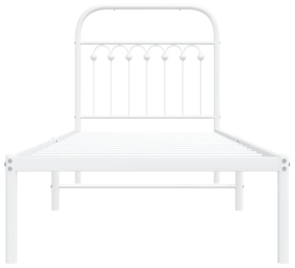 Estrutura de cama com cabeceira 75x190 cm metal branco