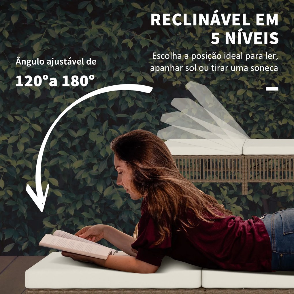 Conjunto de 2 Espreguiçadeiras de Jardim Espreguiçadeiras de Vime Sint