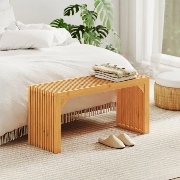 Banco de Bambu para Sala de Jantar ou banco Entrada 90 x 33 x 43 cm de Madeira Maciça para Interior Moderno Natural