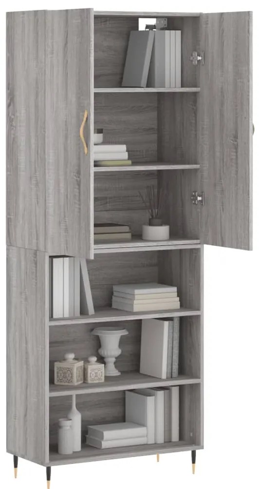 Armário alto 69,5x34x180 cm derivados de madeira sonoma cinza