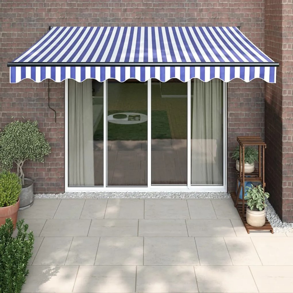 Toldo retrátil automático 3x2,5 m azul e branco
