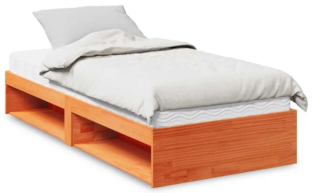 Sofá-cama com colchão 90x190 cm pinho maciço castanho-mel