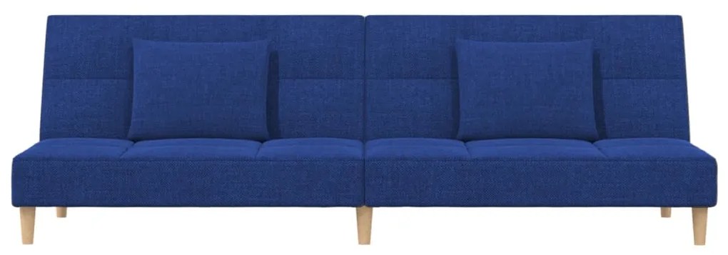 Sofá-cama 2 lugares com duas almofadas tecido azul